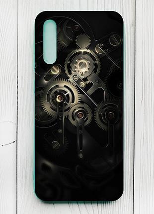 Матовый чехол с бирюзовыми боками на samsung galaxy a50 (2019) a505/a30s :: механизм (принт 238)