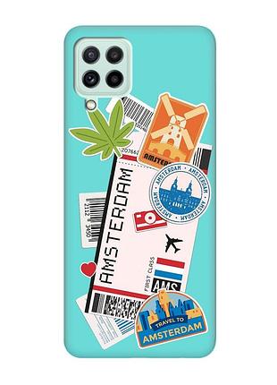 Матовый бирюзовый чехол на samsung galaxy a22 4g/ m32/ m22 :: путешествия. амстердам (принт 327)