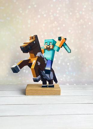 Дитячий нічник стів на коні з майнкрафт minecraft