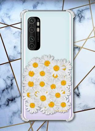 Чохол з потовщеними кутами на xiaomi mi note 10 lite букет ромашок (принт 40)