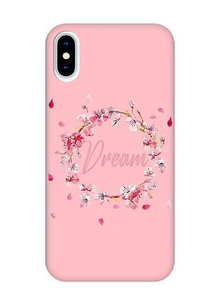 Матовий рожевий чохол на iphone x / xs :: віночок з сакури (принт 284)