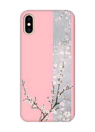 Матовый розовый чехол на iphone xs max :: цветущая сакура (принт 285)