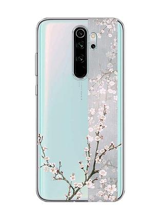 Прозрачный чехол на xiaomi redmi note 8 pro :: цветущая сакура (принт 285)