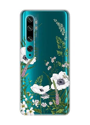 Прозрачный чехол на xiaomi mi note 10/note 10 pro :: цветы полевые (принт 363)