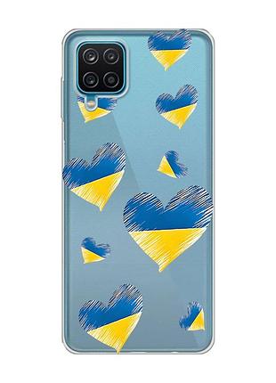 Прозорий чохол на samsung galaxy a12 4g :: сердечка. україна (принт 258)