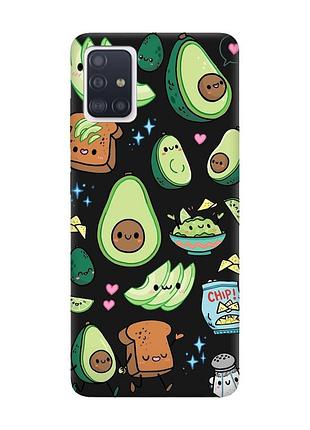 Матовий чорний чохол на samsung galaxy a51 :: милі авокадо каваї (принт 305)