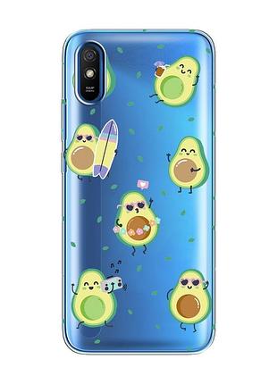Прозрачный чехол на xiaomi redmi 9a :: авокадо на отдыхе (принт 302)