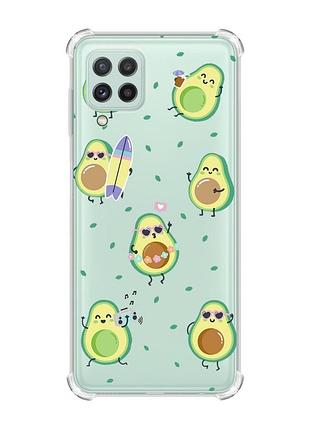 Чехол с утолщёнными углами на samsung galaxy a22 4g/m32/m22 :: авокадо на отдыхе (принт 302)