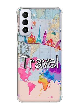 Чехол с утолщёнными углами на samsung galaxy s21 plus :: путешествие. travel (принт 321)