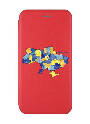 Чехол-книжка с рисунком для xiaomi redmi 9c/10a красный :: карта украины (принт 261)
