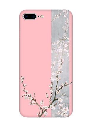 Матовий рожевий чохол на iphone 7 plus/8 plus :: квітуча сакура (принт 285)