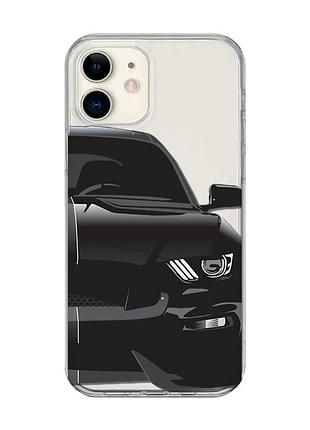 Прозрачный чехол на iphone 12 mini :: авто чёрное (принт 232)