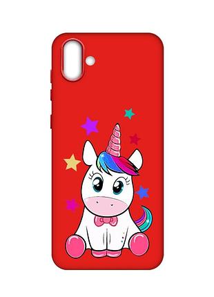 Матовий червоний чохол на samsung galaxy a04 :: єдиноріг (принт 102)