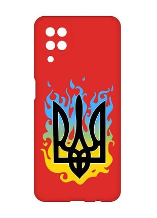 Матовий червоний чохол на samsung galaxy a12 :: тризуб полум'я (принт 257)