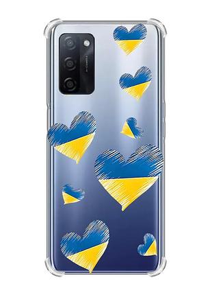 Чехол с утолщёнными углами для oppo a55 :: сердечка. украина (принт 258)