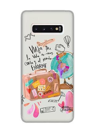 Прозрачный чехол на samsung galaxy s10 :: настроение путешествовать (принт 329)