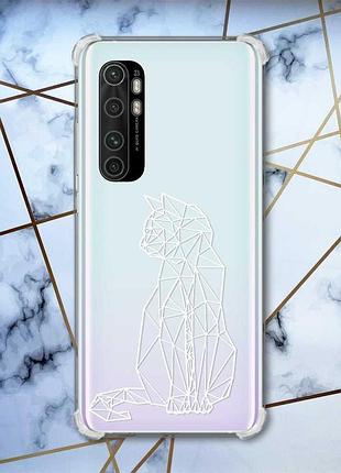 Чохол з потовщеними кутами на xiaomi mi note 10 lite котик (принт 125)