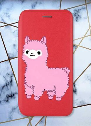 Чехол-книжка с рисунком для samsung galaxy a50 (2019) a505/a30s красный; лама розовая (принт 100)