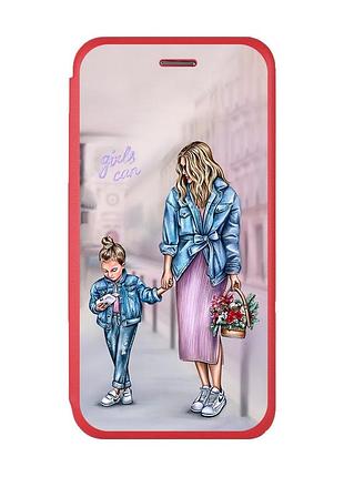 Чехол-книжка с рисунком для samsung galaxy a50 (2019) a505/a30s красный :: мама и дочь (принт 56)