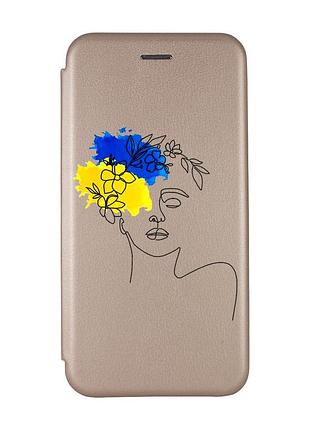 Чехол-книжка с рисунком для samsung galaxy а10s (a107) золотой :: украинка арт (принт 3)
