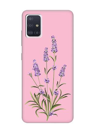 Матовый розовый чехол на samsung galaxy a71 / a715 :: веточки лаванды (принт 266)