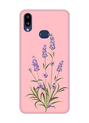 Матовый розовый чехол на samsung galaxy a10ѕ a107 :: веточки лаванды (принт 266)
