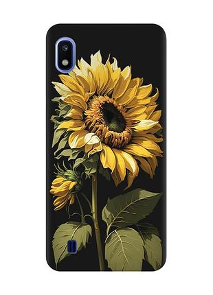 Матовый черный чехол на samsung galaxy a10 (2019) a105 :: подсолнечник (принт 274)