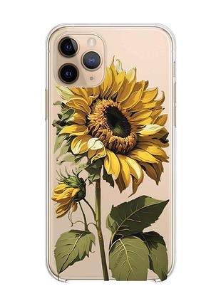Прозрачный чехол на iphone 11 pro :: подсолнечник (принт 274)