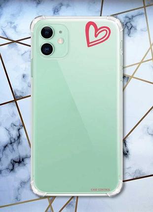 Чохол з потовщеними кутами на apple iphone 11 (6.1) :: сердечко червоне (принт 46)