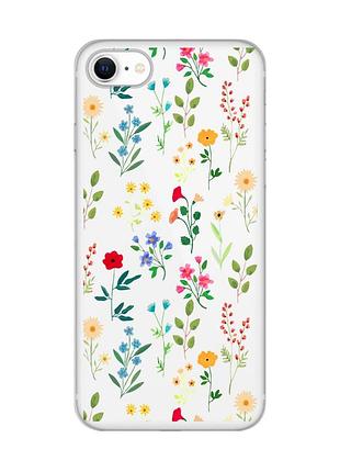 Прозрачный чехол на iphone se 2020 :: цветочный фон (принт 269)