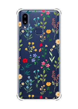 Чехол с утолщенными углами на samsung galaxy a10s/a107 :: цветочный фон (принт 269)