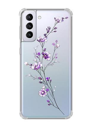 Чехол с утолщёнными углами на samsung galaxy s21 plus :: веточка цветов (принт 278)