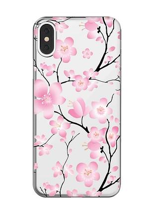 Прозорий чохол на iphone x / xs :: квітуча сакура (принт 282)