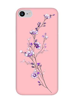 Матовый розовый чехол на iphone 7/8/se 2020 :: веточка цветов (принт 278)