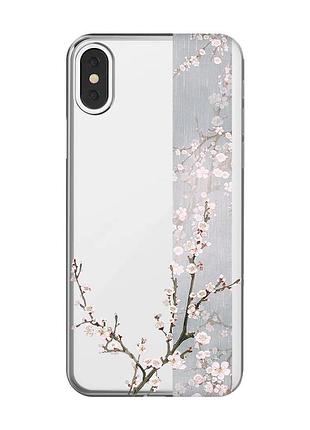 Прозрачный чехол на iphone x/xs :: цветущая сакура (принт 285)