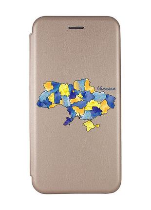 Чехол-книжка с рисунком для xiaomi redmi note 8 pro золотой :: карта украины (принт 261)