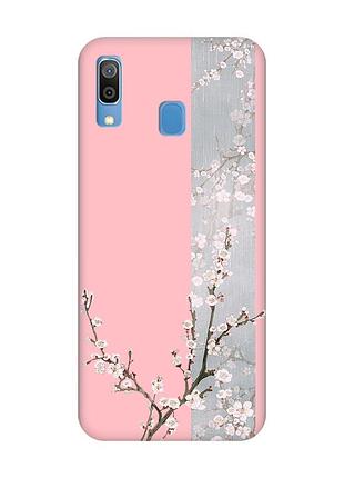 Матовый розовый чехол на samsung galaxy a30 (2019) / a20 (2019) :: цветущая сакура (принт 285)