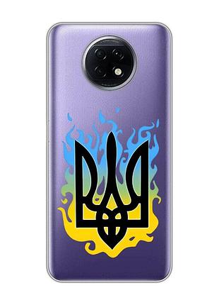 Прозрачный чехол для xiaomi redmi note 9t/redmi note 9 5g :: тризуб пламя (принт 257)