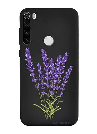 Матовый черный чехол на xiaomi redmi note 8t :: лаванда (принт 28)
