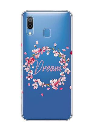 Прозрачный чехол на samsung galaxy a30 (2019)/a20 (2019) веночек из сакуры (принт 284)