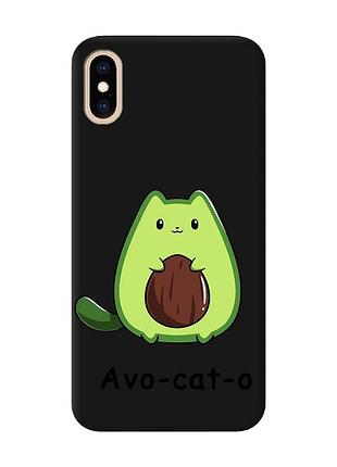 Матовый черный чехол на iphone xs max :: котик авокадо (принт 306)