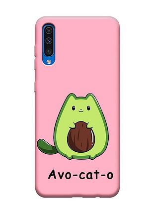 Матовий рожевий чохол на samsung galaxy a50 (2019) a505 :: котик авокадо (принт 306)