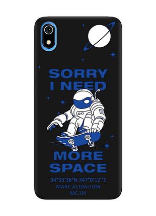 Матовий чорний чохол на xiaomi redmi 7a :: космонавт на скейті (принт 248)