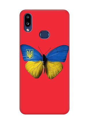 Матовый красный чехол на samsung galaxy a10ѕ (a107) :: бабочка украина (принт 255)