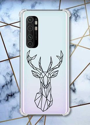 Чехол с утолщёнными углами для xiaomi mi note 10 lite олень (принт 128)