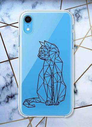 Прозрачный чехол на iphone xr кошечка (принт 124)