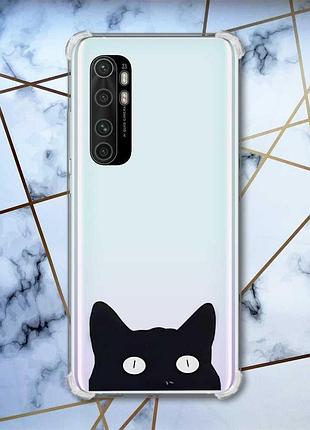 Чехол с утолщёнными углами для xiaomi mi note 10 lite дизайн кошечка принт 119