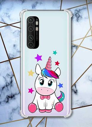 Чохол з потовщеними кутами на xiaomi mi note 10 lite єдиноріг (принт 102)