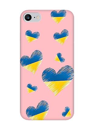 Матовый розовый чехол на iphone 7/8/se 2020 :: сердечка. украина (принт 258)