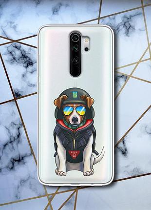 Прозорий чохол на xiaomi redmi note 8 pro патріотичний дизайн пес патрон принт 4